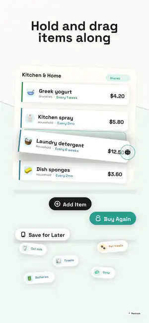 Restock drag and quick actions screenshot